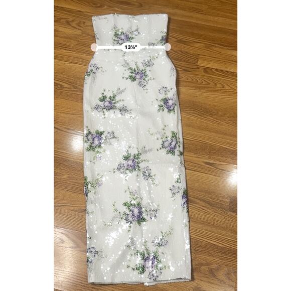 Tanner Fletcher Marilyn Floral Sequin Strapless Dress 1 / US 4-6 Evening Gown - Picture 7 of 14